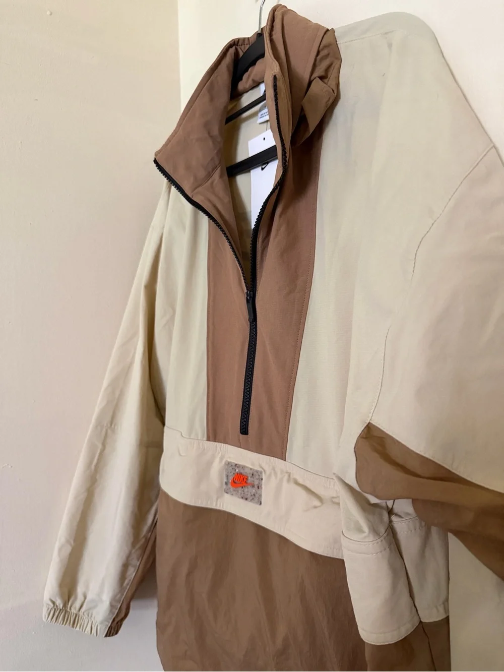 NIKE Womens Convertible Two-Tone Brown & Beige Windbreaker